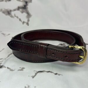 Mitch Rosen Mahogany Gunleather Belt BHL-FD Tapered End Solid Brass Buckle 42.5"